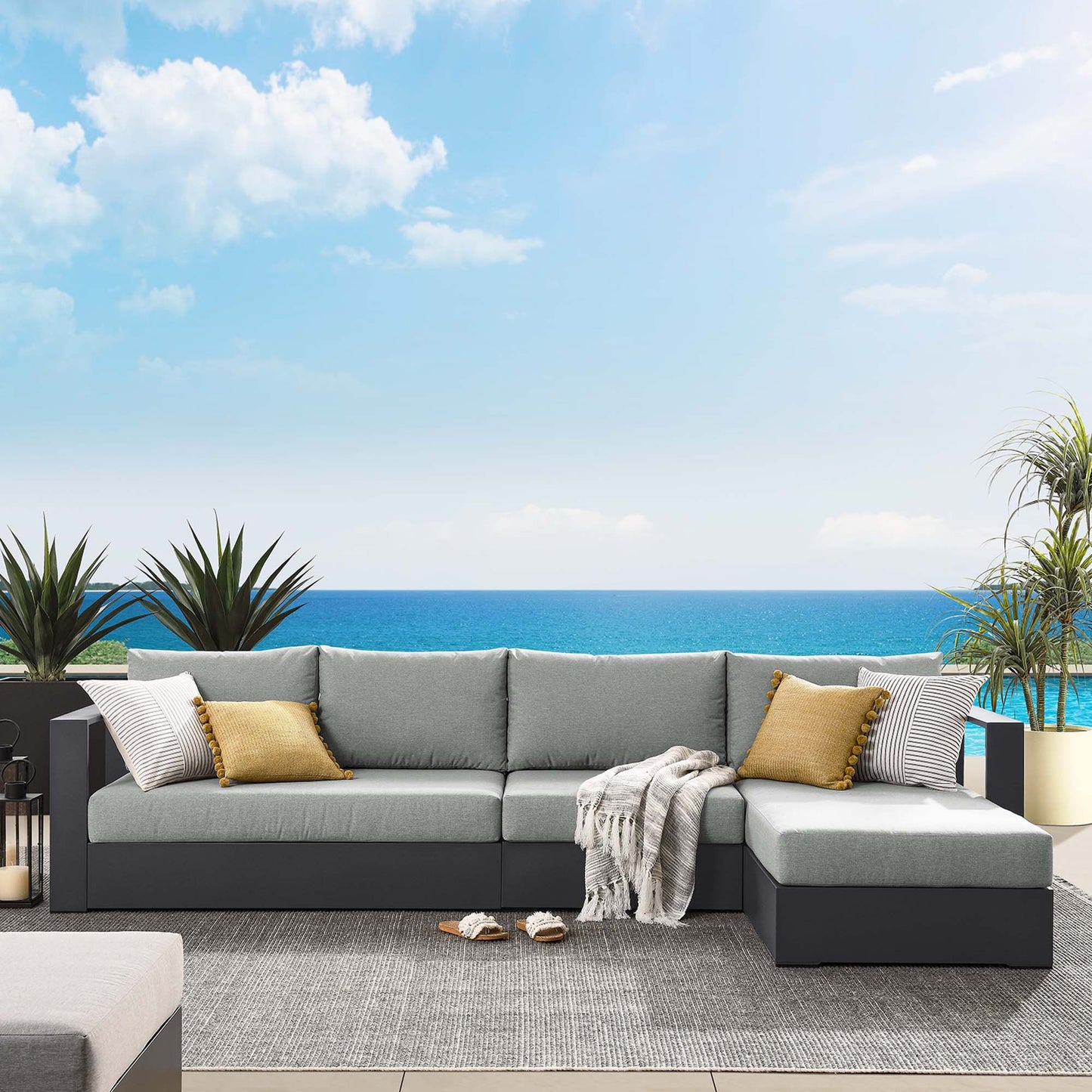 Lamod outdoor sectional - aluminum w performance cushions