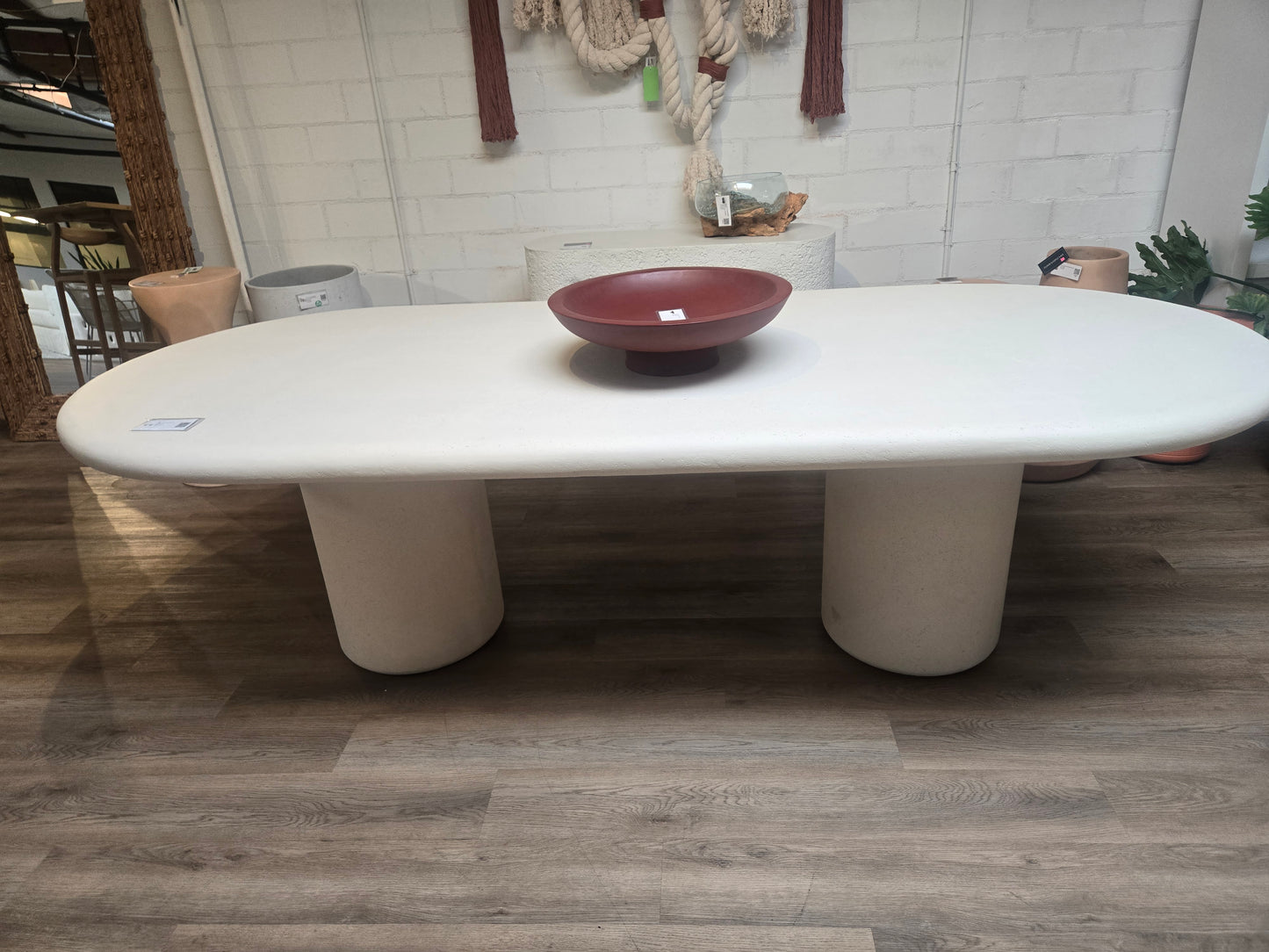 Brand New 102" White Dove Concrete Outdoor Dining Table