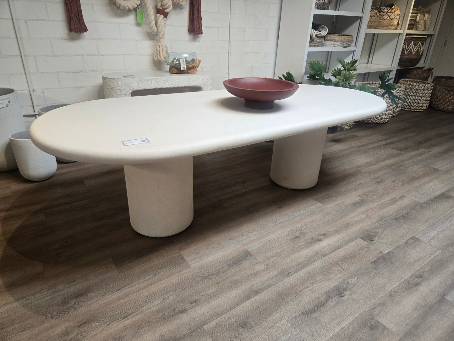 Brand New 102" White Dove Concrete Outdoor Dining Table