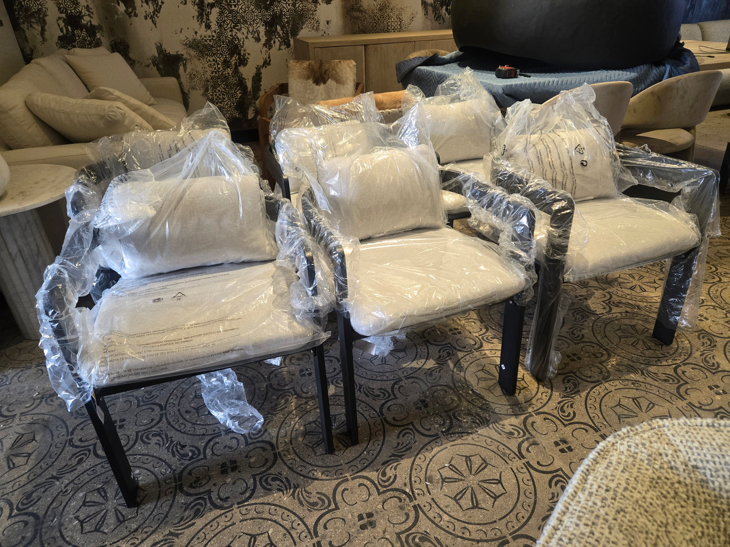 Set Of 6 Gorgeous Restoration Hardware Dupe Outdoor Dining Chairs Aluminum Frame