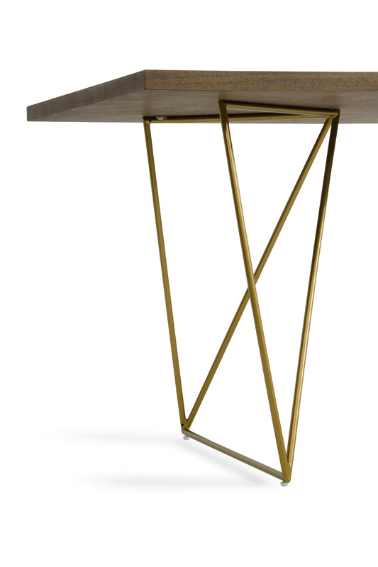 Modrest Marcia Mid-Century Tobacco & Antique Brass Dining Table