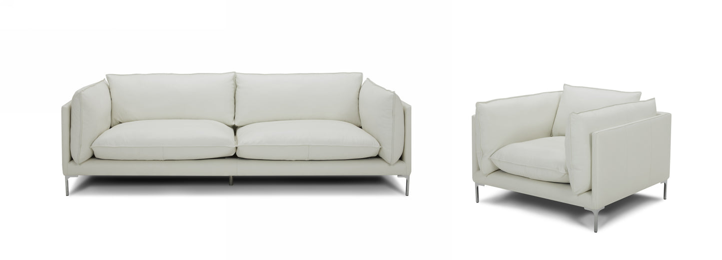 Divani Casa Harvest - Modern White Full Leather Sofa Set
