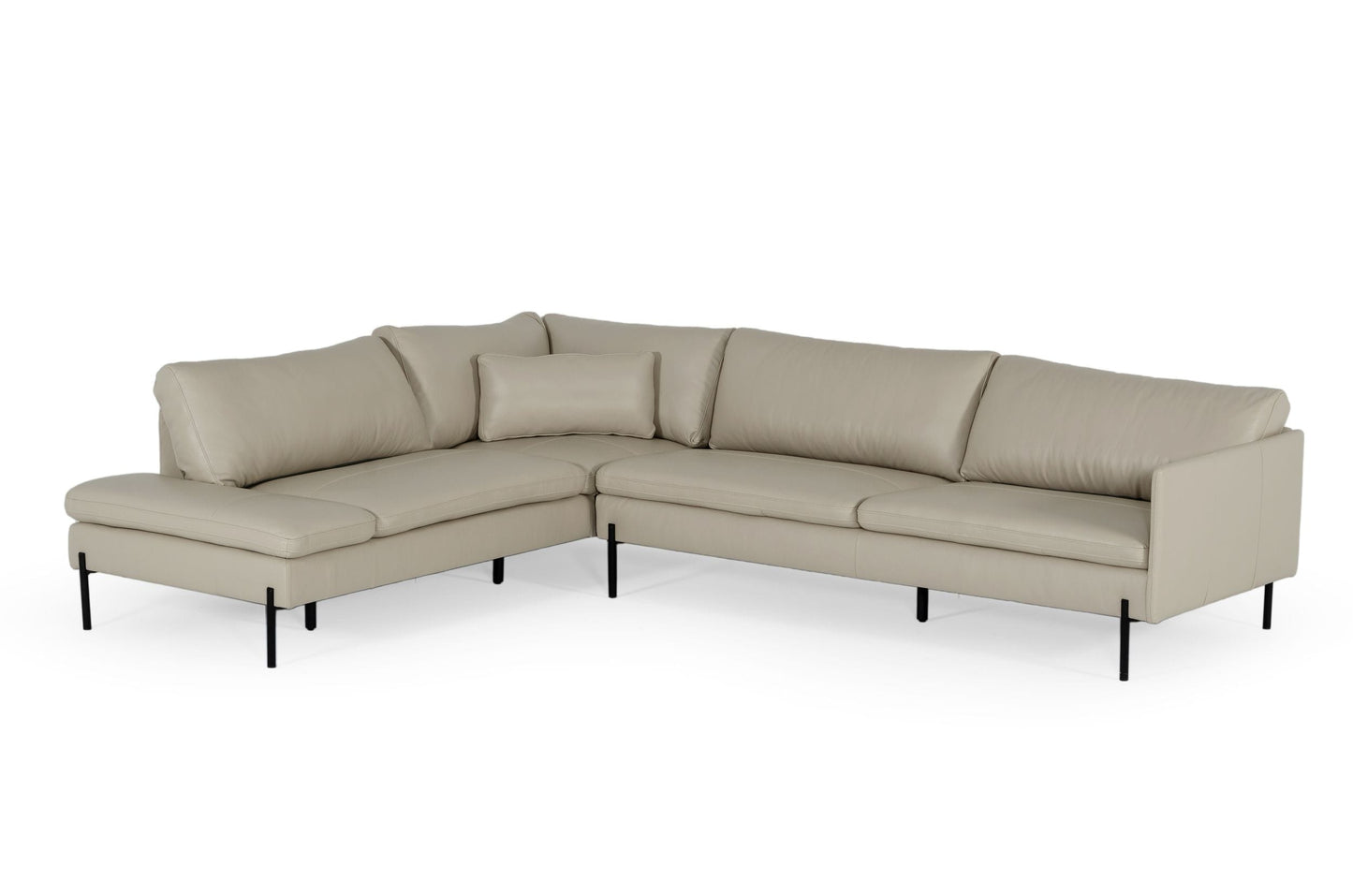 Divani Casa Sherry - Modern Grey Leather Left Facing Sectional Sofa