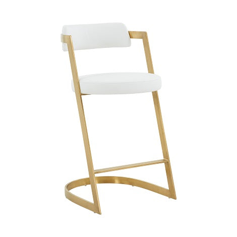 Modrest Shandra - White Leatherette & Gold Counter Stool