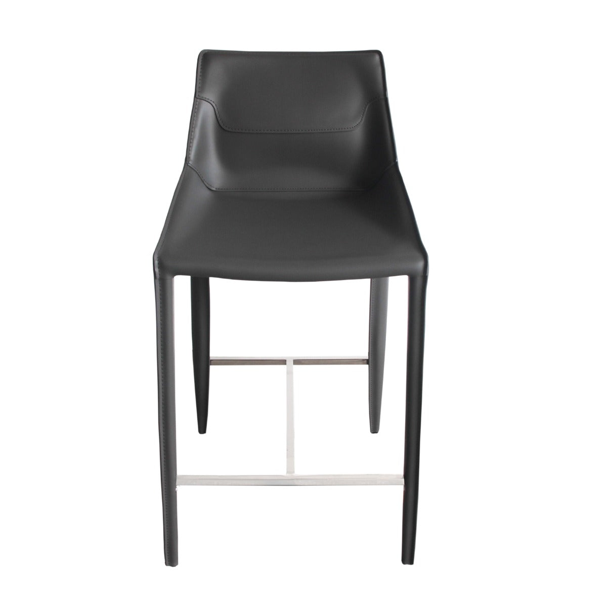 Modern Grey Saddle Leather Counter Stool