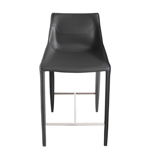 Modern Grey Saddle Leather Counter Stool