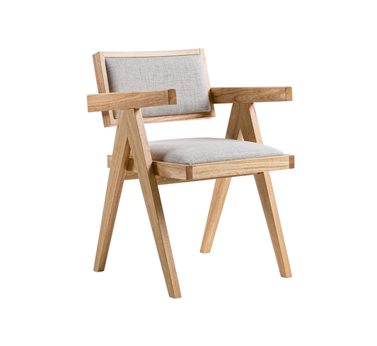 Set of 2 Modern Natural and Beige Dining Chair