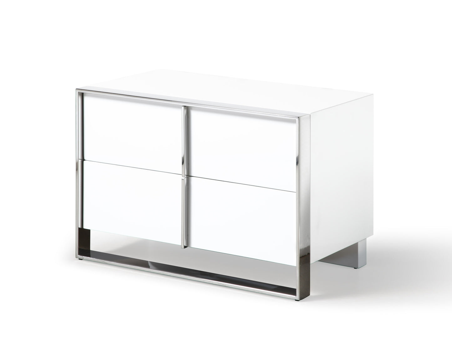 Modrest Cartier - Modern White + Stainless Steel Nightstand