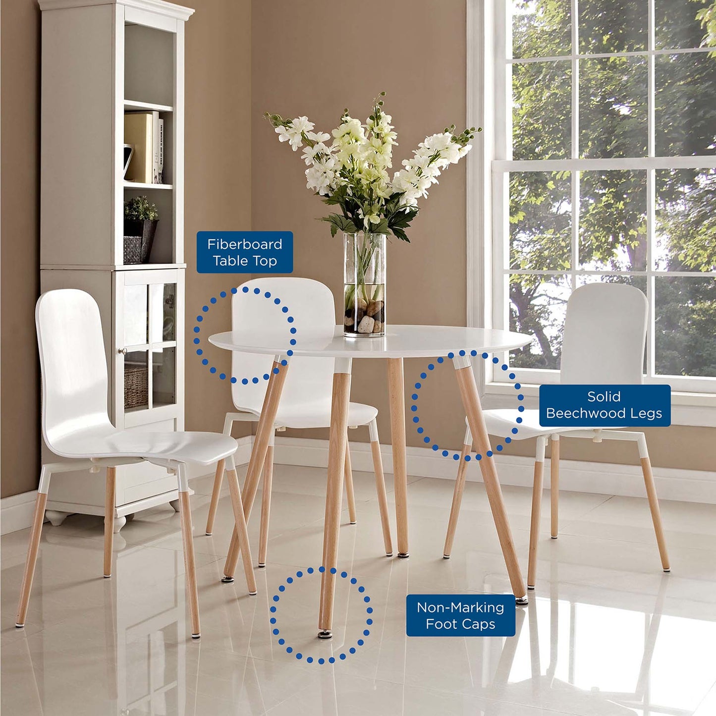 Track Round Dining Table by Modway in White