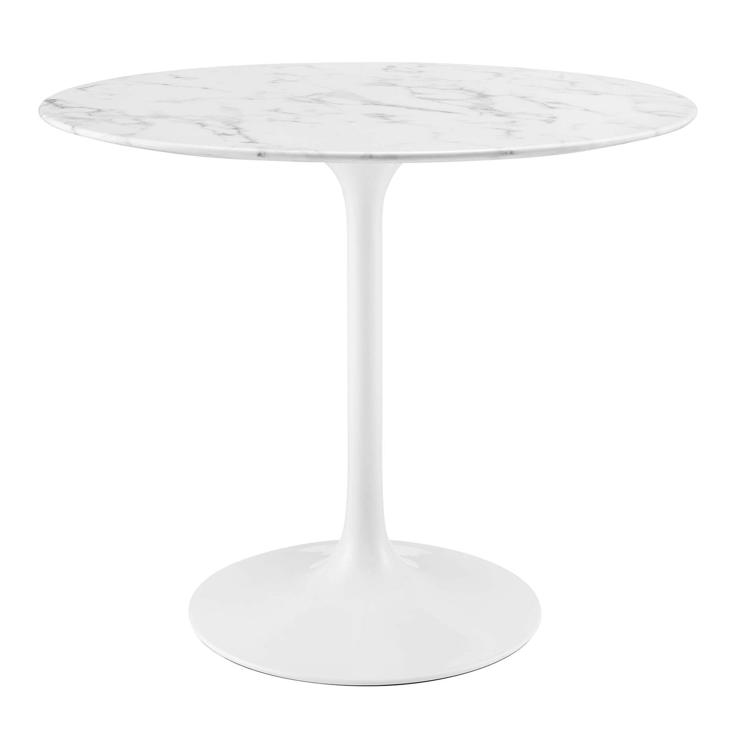 Lippa 36" Round Artificial Marble Dining Table by Modway in White