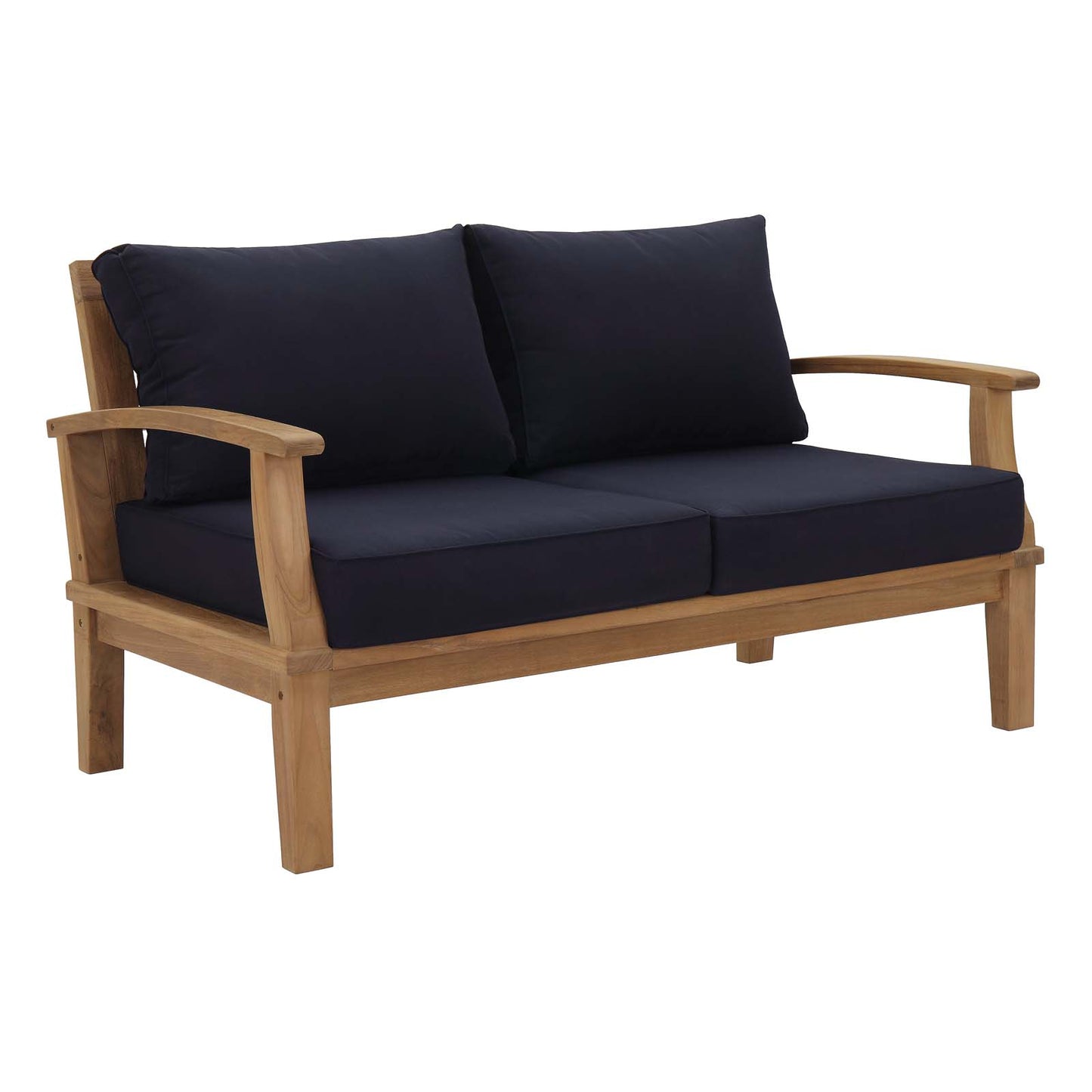 Marina Outdoor Patio Teak Loveseat by Modway in Natural Navy