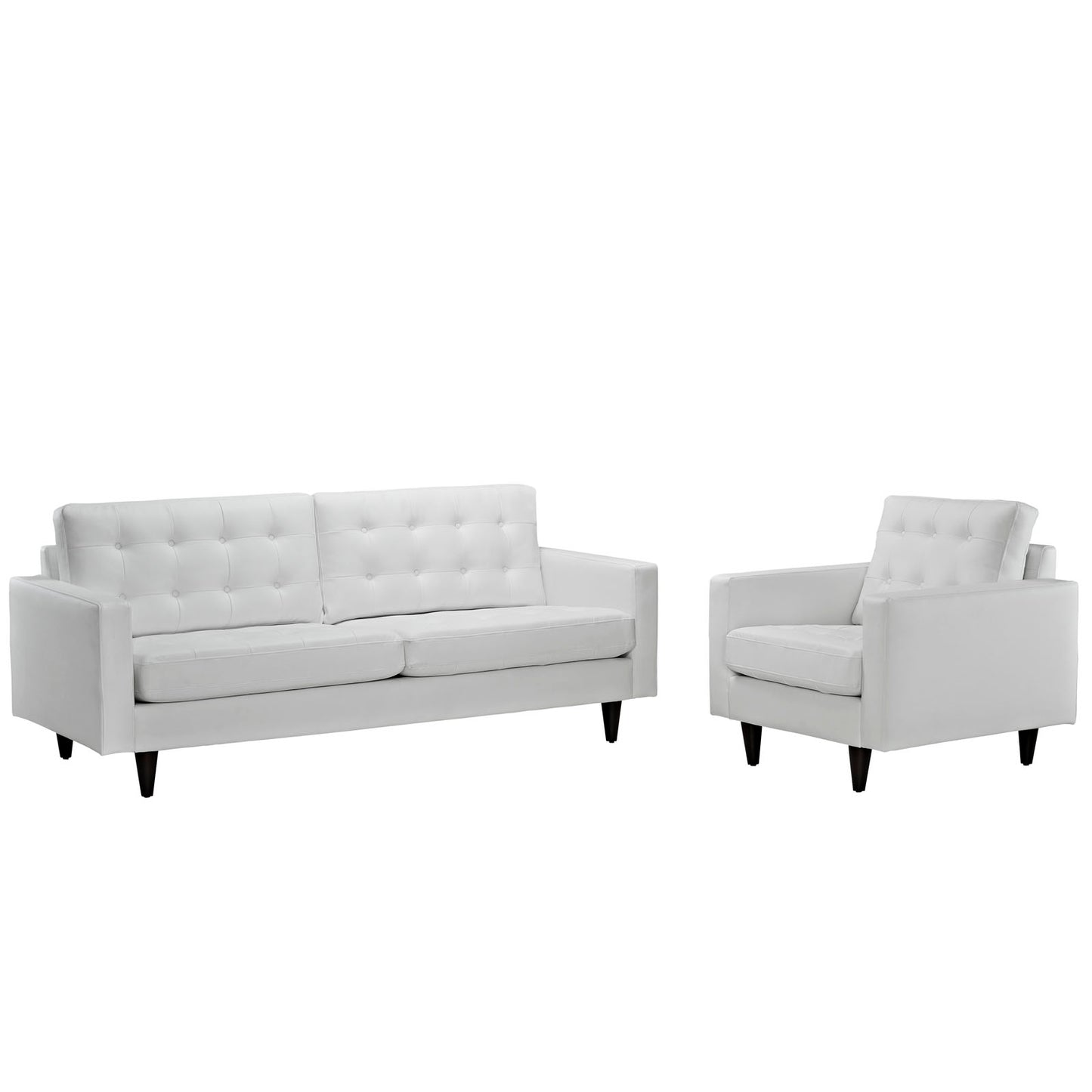 Empress Sofa and Armchair Set of 2 by Modway in White