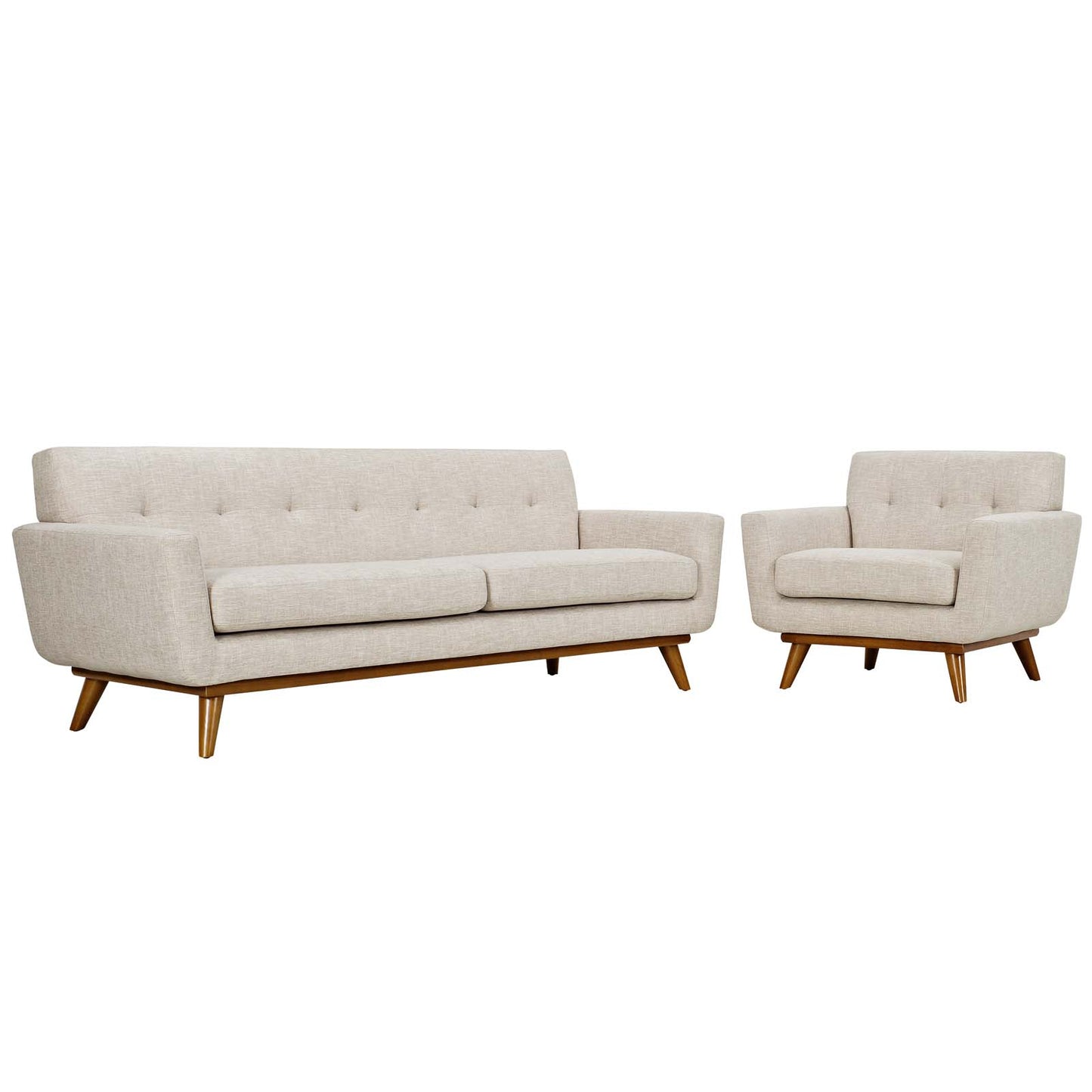 Engage Armchair and Sofa Set of 2 by Modway in Beige