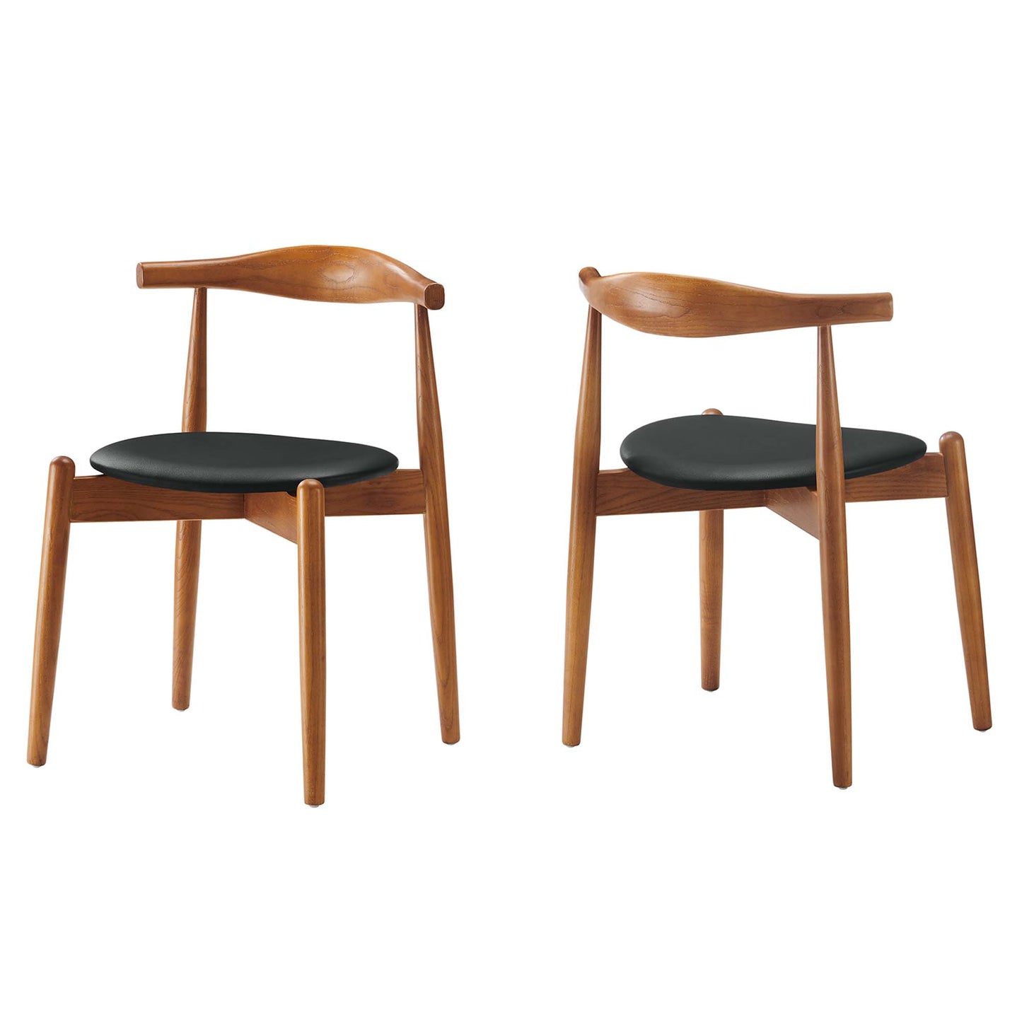 Stalwart Dining Side Chairs Set of 2 by Modway in Dark Walnut Black