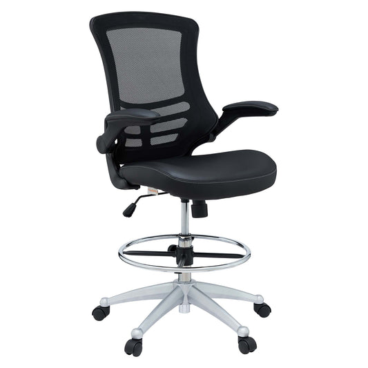Attainment Vinyl Drafting Chair by Modway in Black