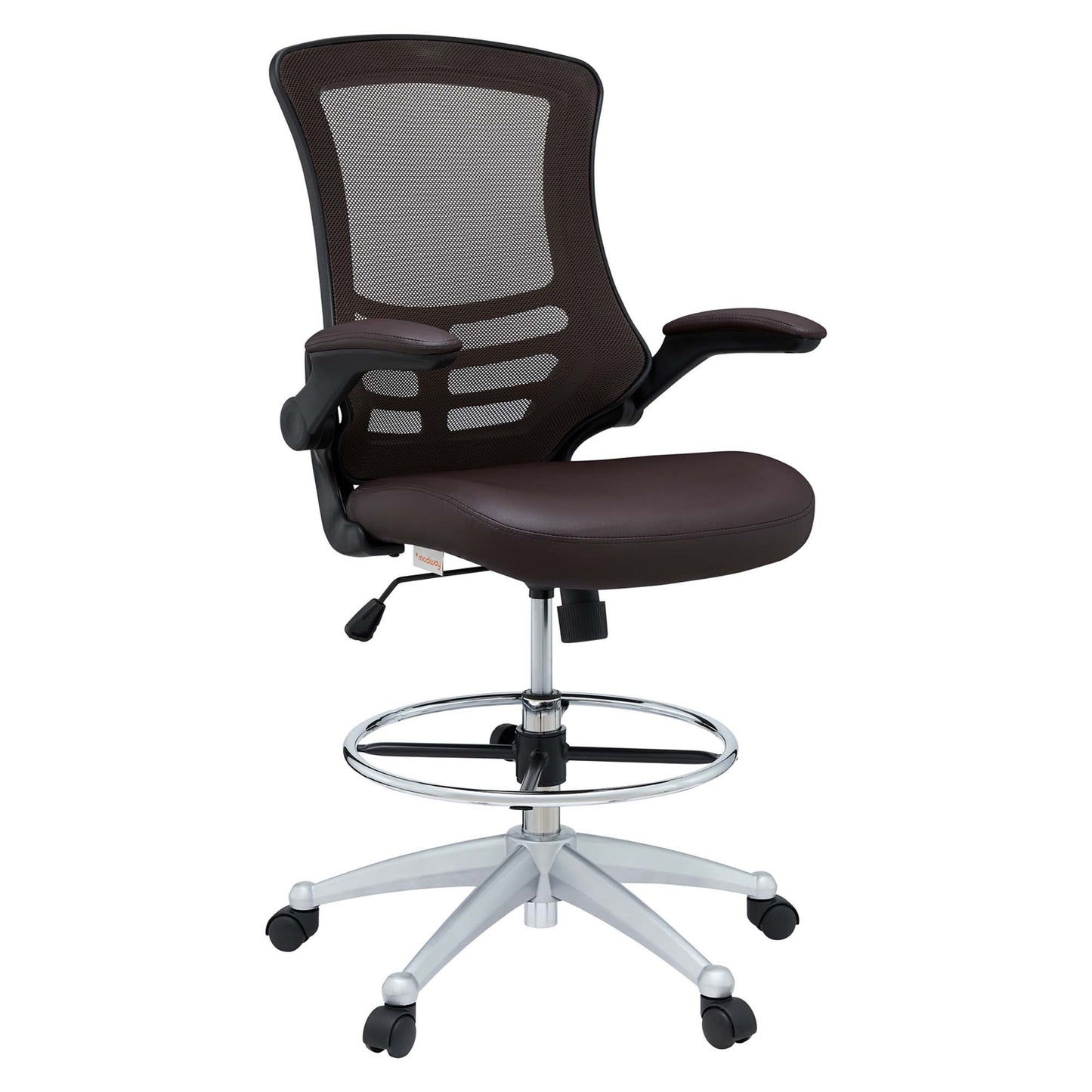 Attainment Vinyl Drafting Chair by Modway in Brown