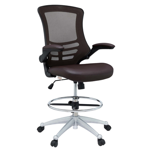 Attainment Vinyl Drafting Chair by Modway in Brown