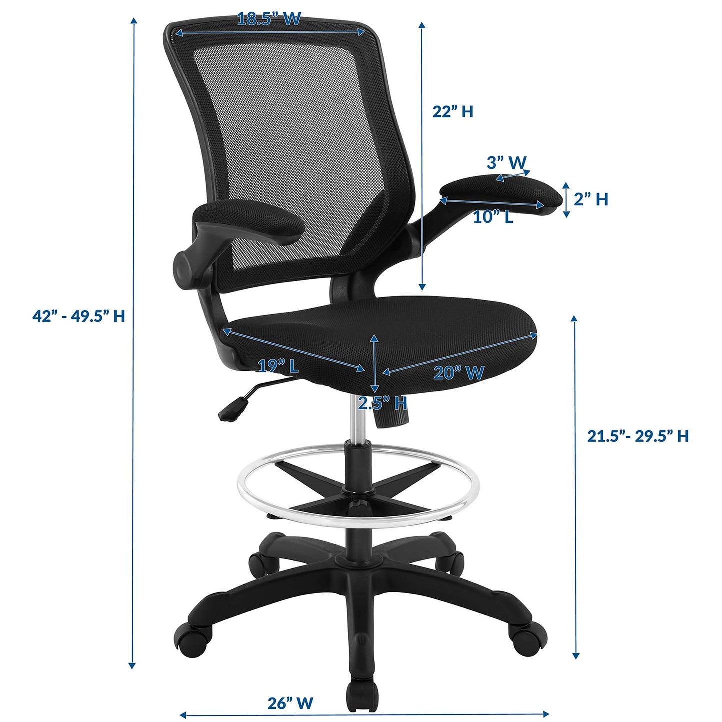 Veer Drafting Chair by Modway in Black