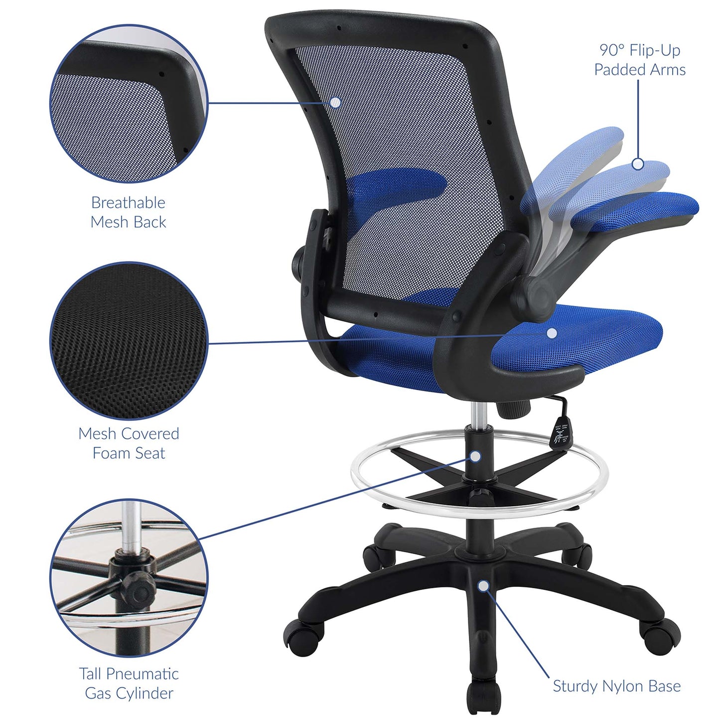 Veer Drafting Chair by Modway in Blue