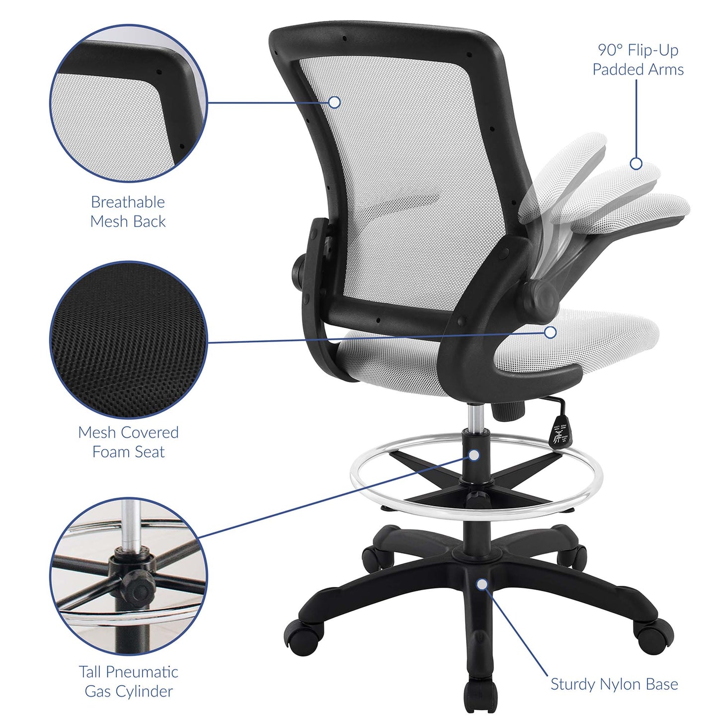 Veer Drafting Chair by Modway in Gray