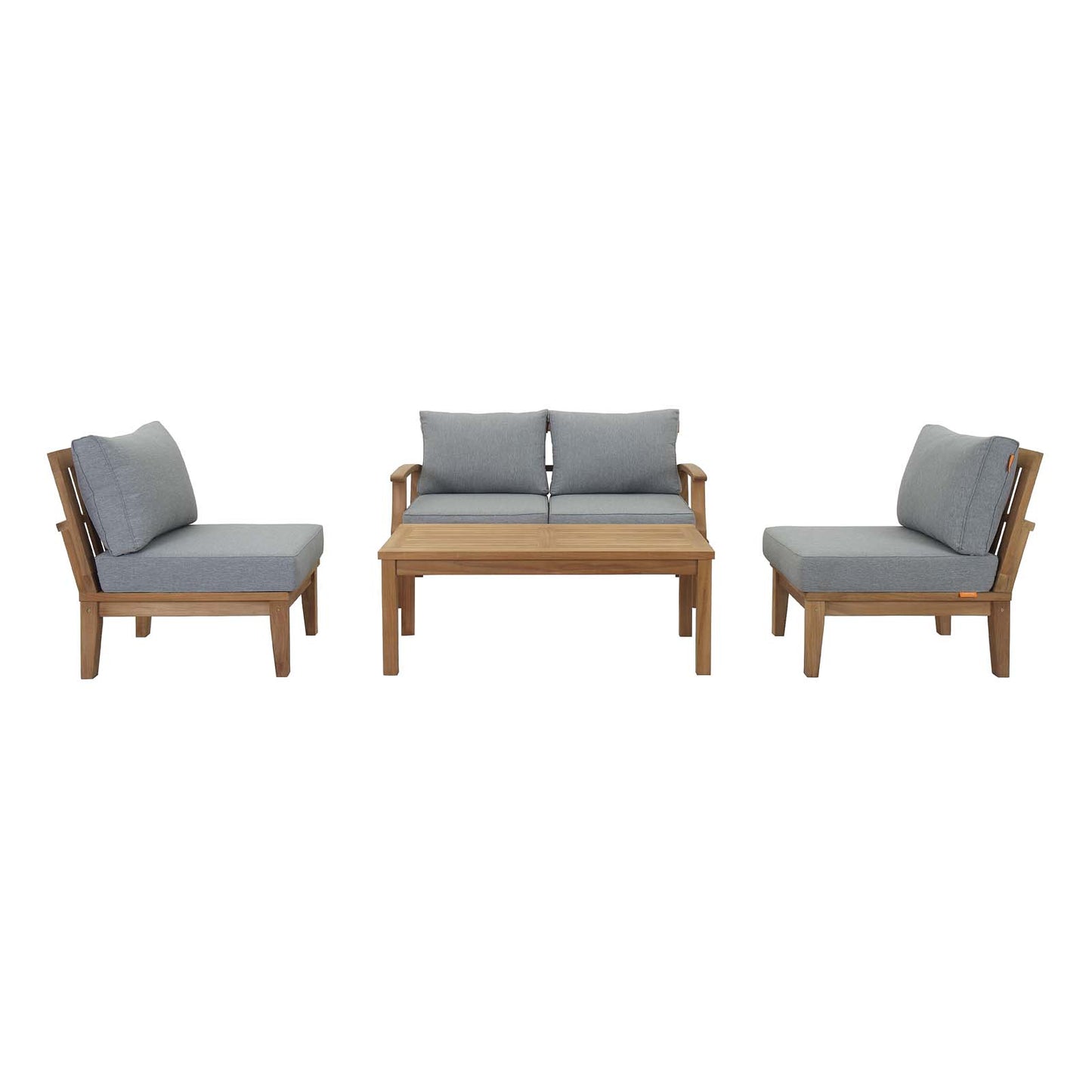 Marina 5 Piece Outdoor Patio Teak Set by Modway in Natural Gray