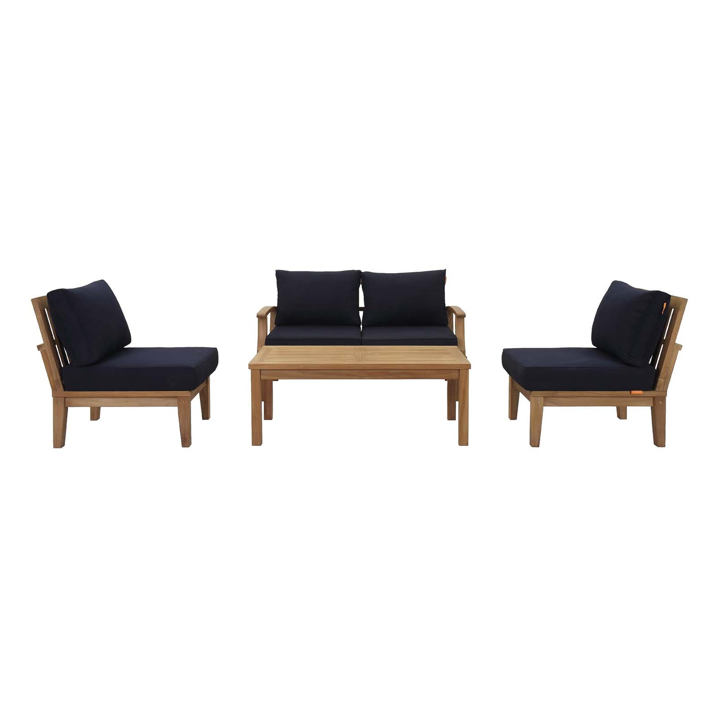 Marina 5 Piece Outdoor Patio Teak Set by Modway in Natural Navy