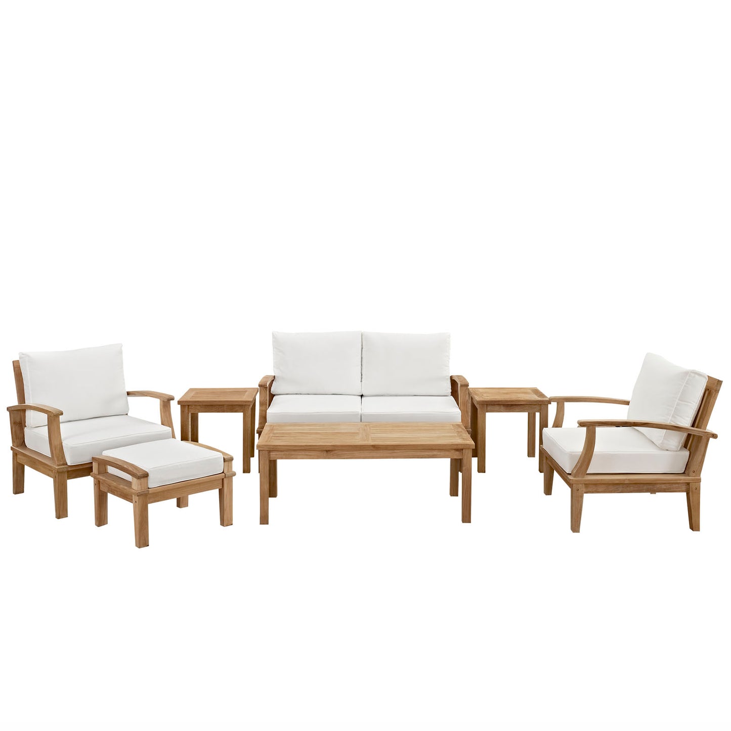 Marina 7 Piece Outdoor Patio Teak Set by Modway in Natural White