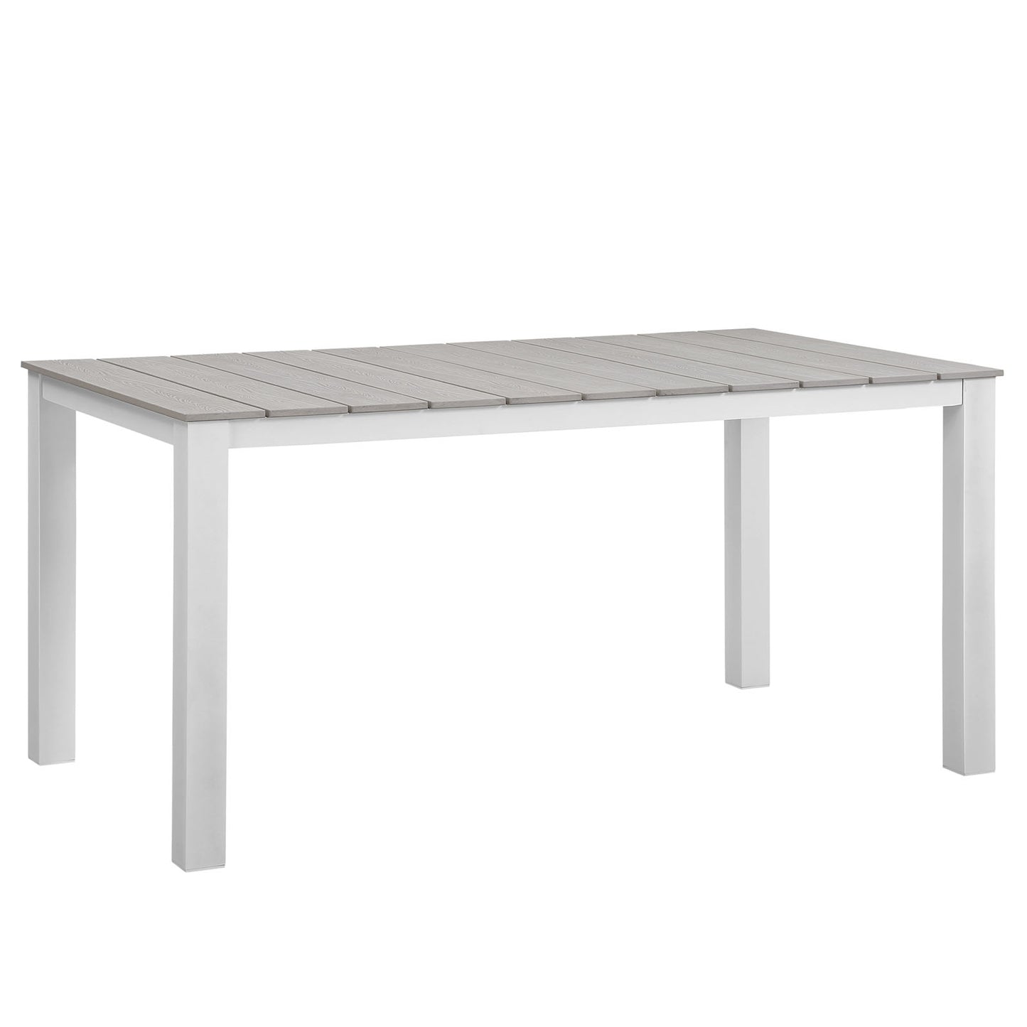 Maine 63" Outdoor Patio Dining Table by Modway in White Light Gray