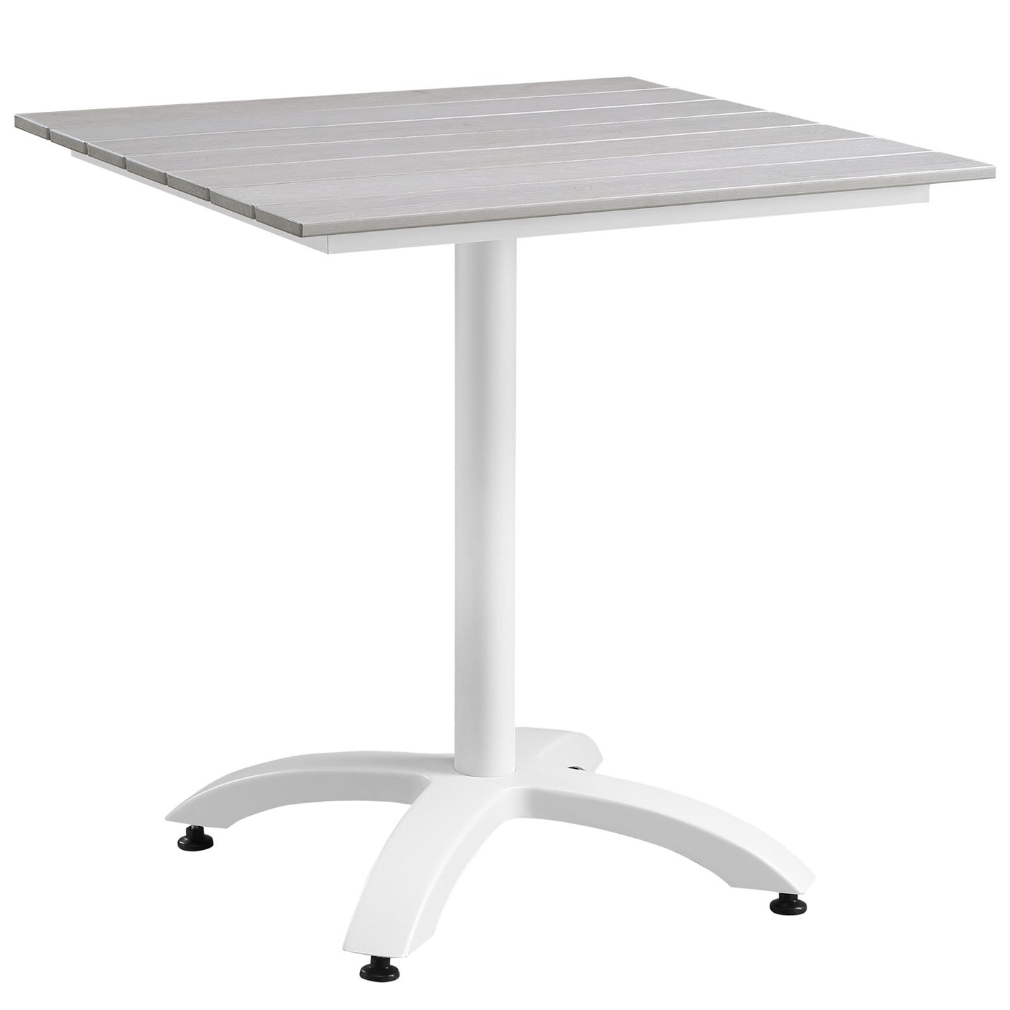 Maine 28" Outdoor Patio Dining Table by Modway in White Light Gray