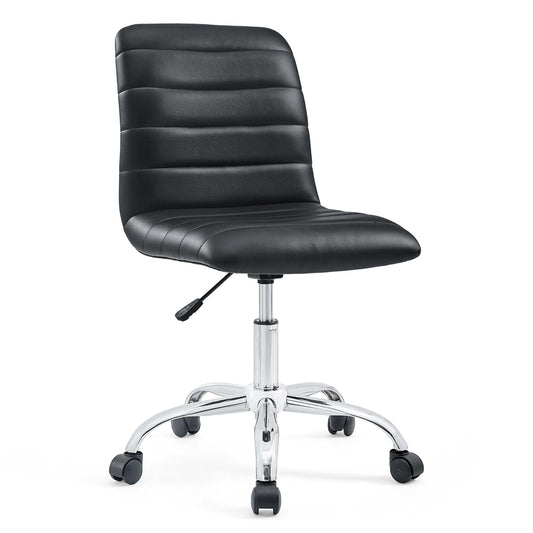 Ripple Armless Mid Back Vinyl Office Chair by Modway in Black
