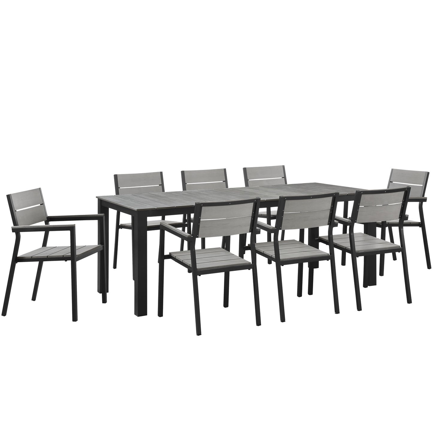 Maine 9 Piece Outdoor Patio Dining Set by Modway in Brown Gray