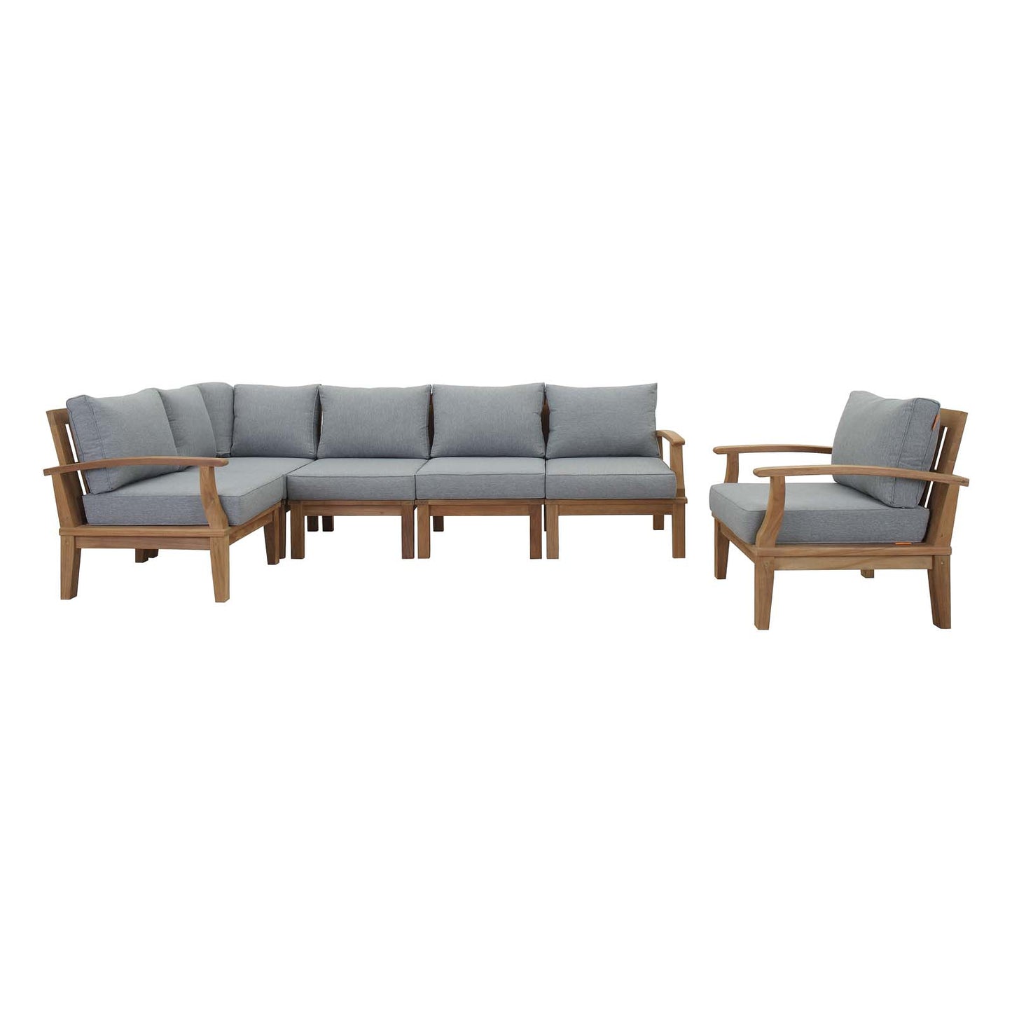 Marina 6 Piece Outdoor Patio Teak Set by Modway in Natural Gray