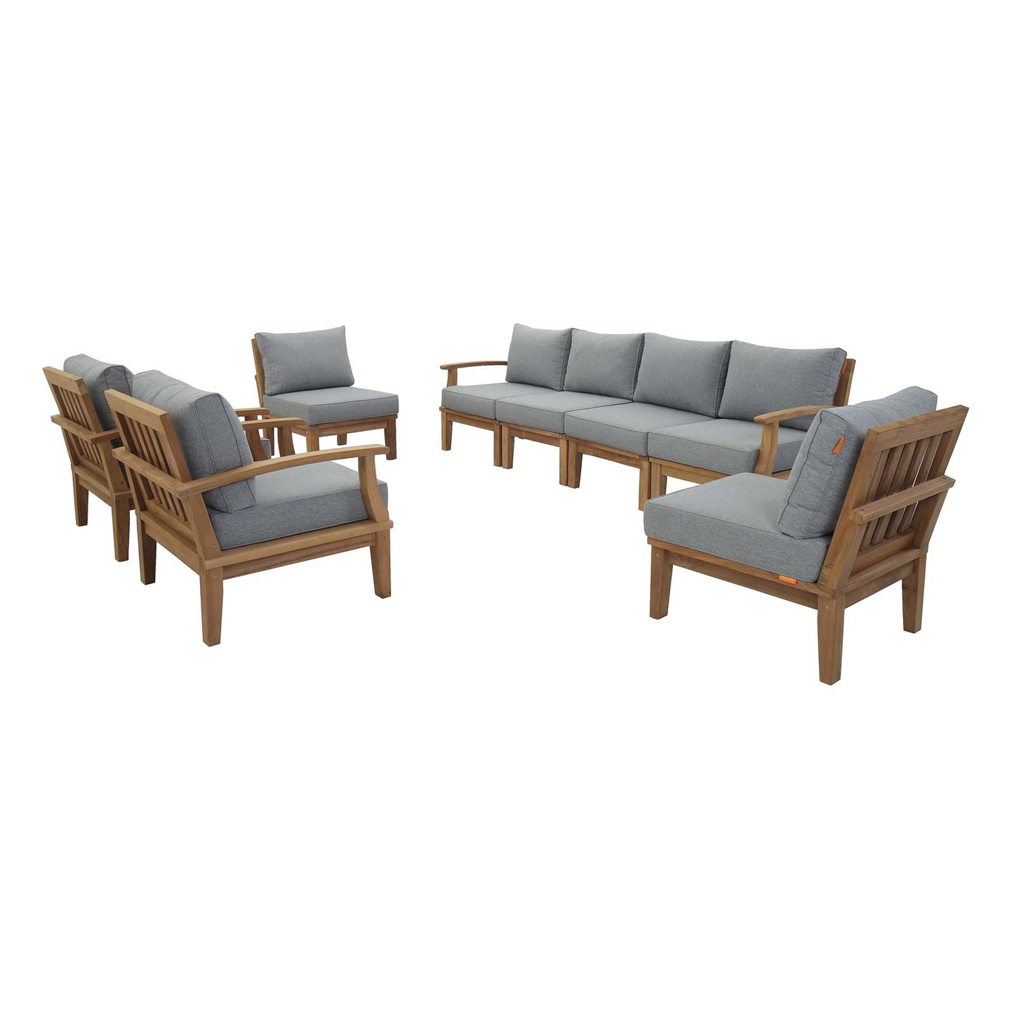 Marina 8 Piece Outdoor Patio Teak Set by Modway in Natural Gray