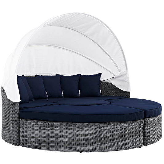 Oversized Canopy Outdoor Patio Sunbrella® Daybed by Modway in Canvas Navy