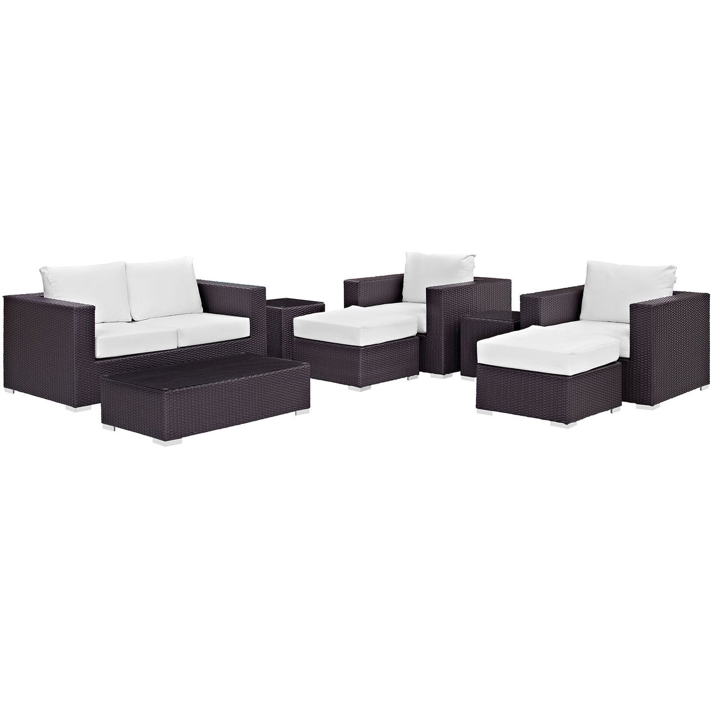 Convene 8 Piece Outdoor Patio Sofa Set by Modway in Espresso White