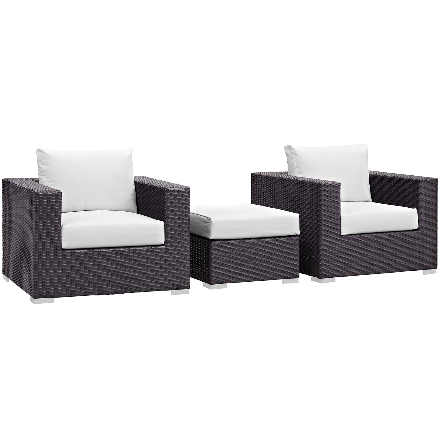 Convene 3 Piece Outdoor Patio Sofa Set by Modway in Espresso White