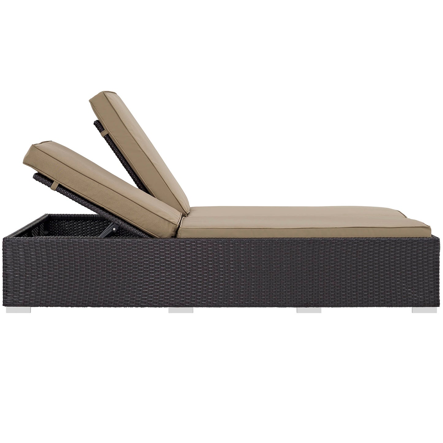 Double Chaise Outdoor Patio Chaise in Espresso Mocha