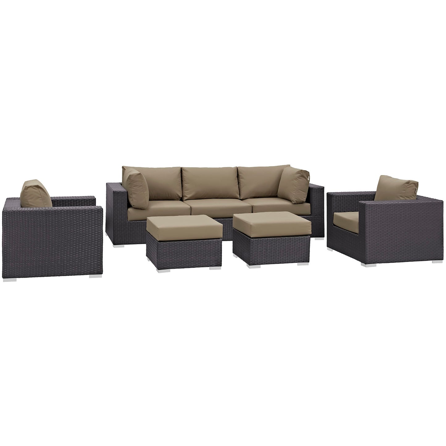 Convene 7 Piece Outdoor Patio Sectional Set by Modway in Espresso Mocha