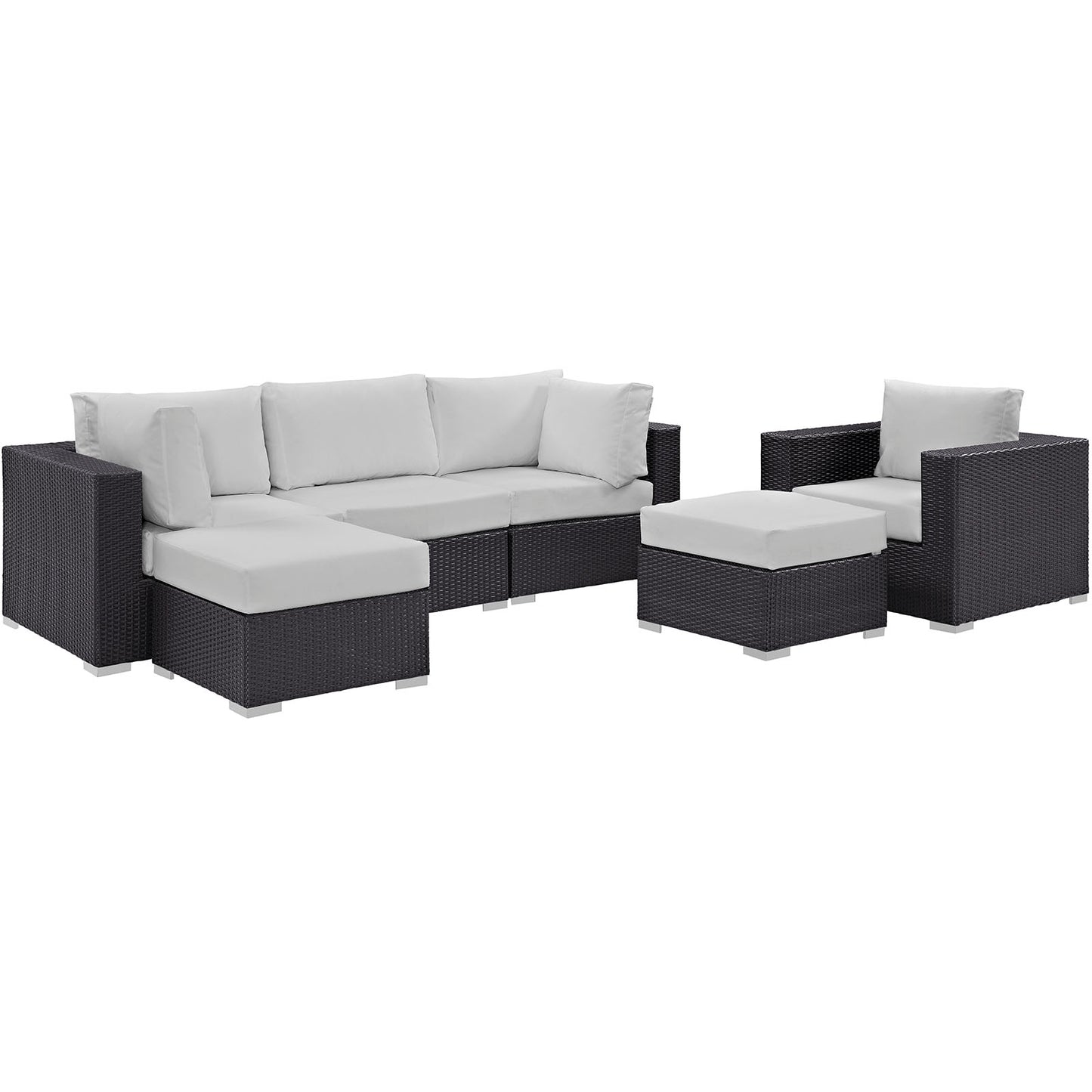 Convene 6 Piece Outdoor Patio Sectional Set by Modway in Espresso White