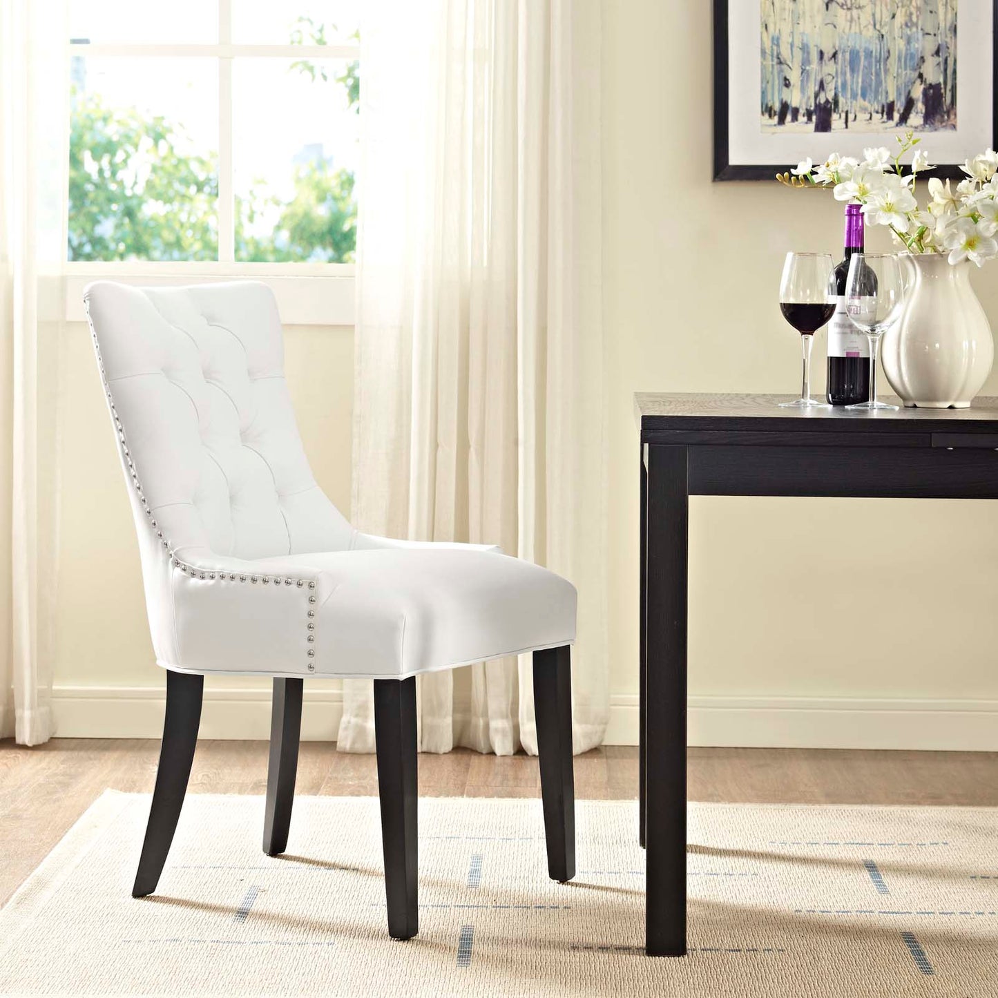 Regent Tufted Vegan Leather Dining Chair by Modway in White