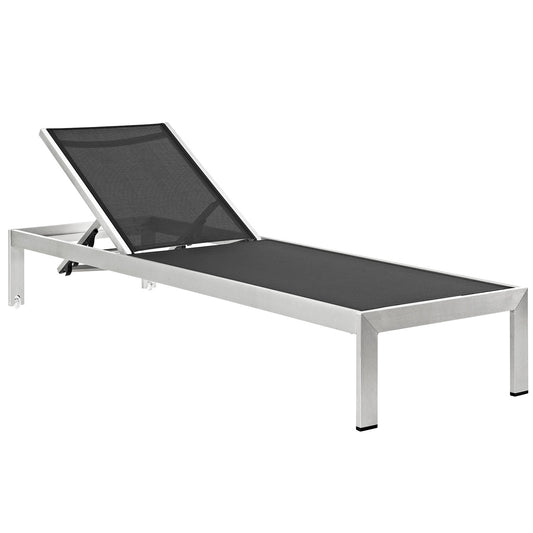 Shore Outdoor Patio Aluminum Mesh Chaise by Modway in Silver Black