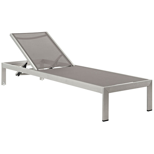 Shore Outdoor Patio Aluminum Mesh Chaise by Modway in Silver Gray
