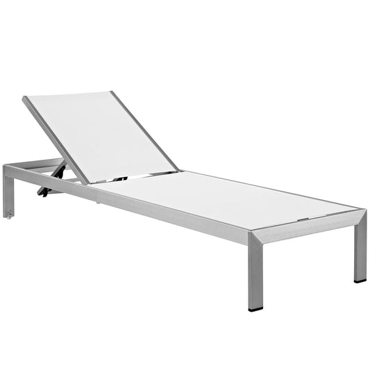 Shore Outdoor Patio Aluminum Mesh Chaise by Modway in Silver White