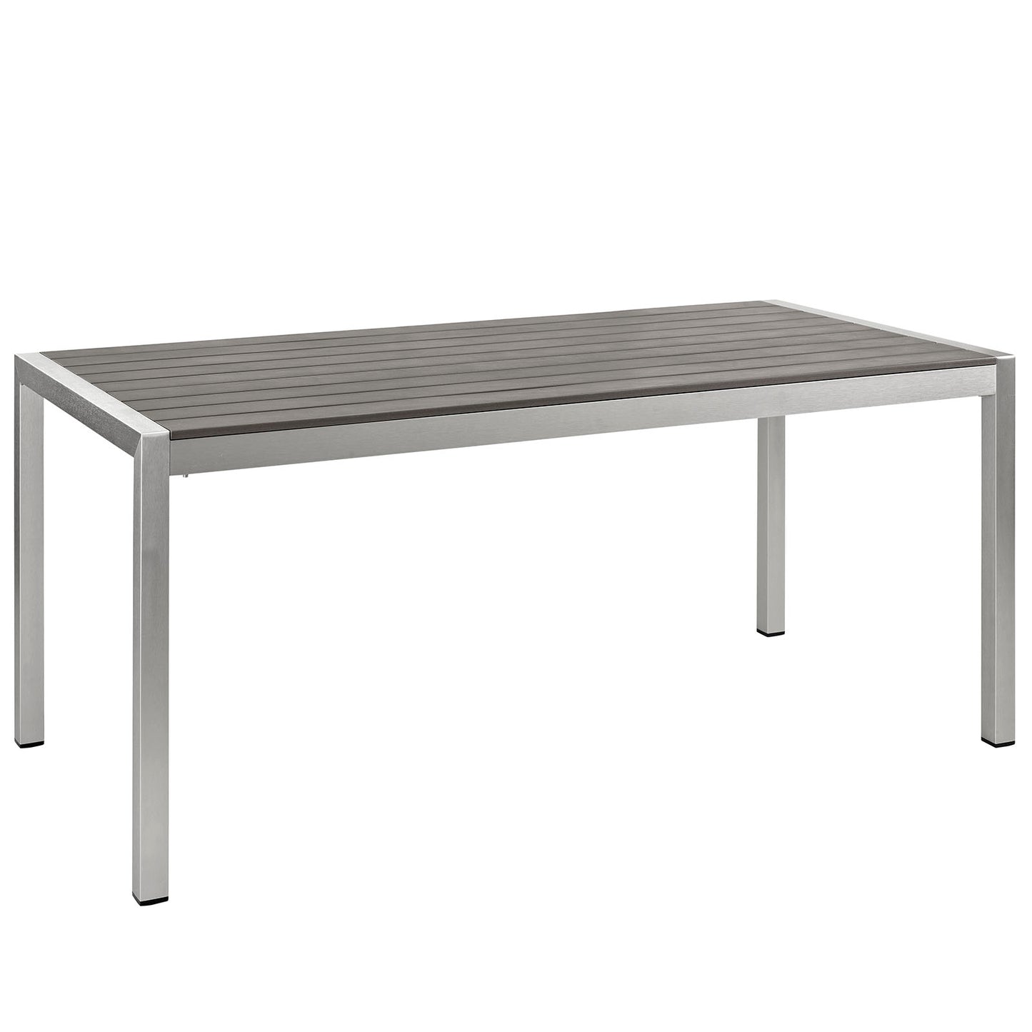 Shore Outdoor Patio Aluminum Dining Table by Modway in Silver Gray
