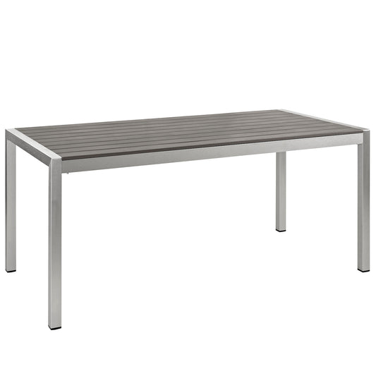 Shore Outdoor Patio Aluminum Dining Table by Modway in Silver Gray