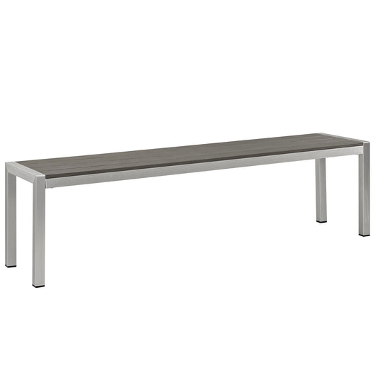 Shore Outdoor Patio Aluminum Bench by Modway in Silver Gray