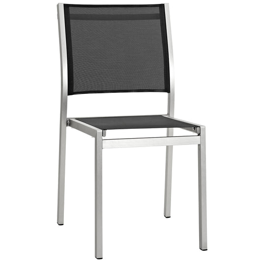 Shore Outdoor Patio Aluminum Side Chair by Modway in Silver Black