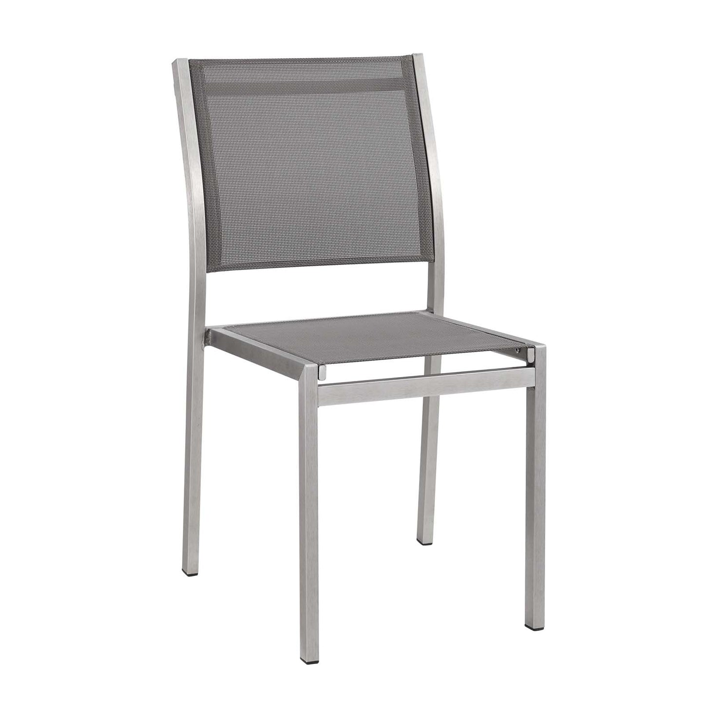 Shore Outdoor Patio Aluminum Side Chair by Modway in Silver Gray