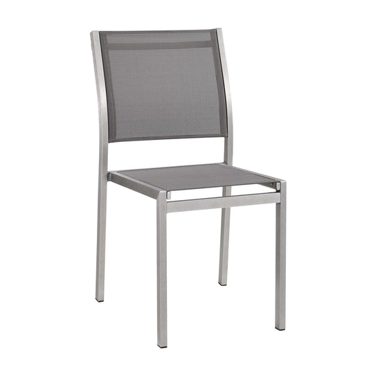 Shore Outdoor Patio Aluminum Side Chair by Modway in Silver Gray