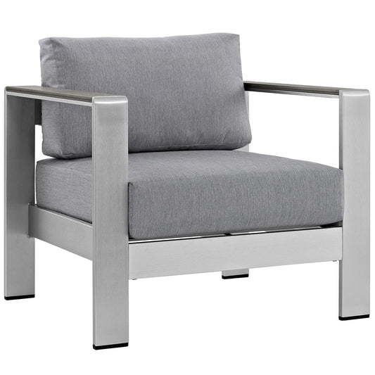 Shore Outdoor Patio Aluminum Armchair by Modway in Silver Gray